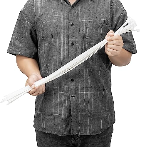 Armpow 50 Stücks 9x650mm Zugfestigkeit 80KGS/175LBS Kabelbinder Lang Robuste, UV-beständige Kabelbinder mit Schieber Kabelbinder aus dickem Nylon für Kabelmanagement(weiß)