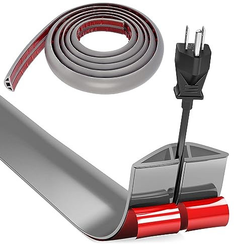 Cache Cable Sol, Petit Canal de Câble Flexible, 3.0M x 3cm Protege Cable Sol, Goulotte Passe Cable Sol Silicone, Cache Fil Électrique Sol Auto-Adhésif pour Tous Les Câbles(Gris)