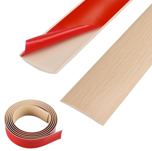 Lifuncren Bande de transition de sol en PVC de 5 m, bande de seuil de porte auto-adhésive, bandes de revêtement de sol stratifié, bande de séparation de porte de moquette, bande plate de bordure de