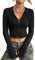GORGLITTER Crop Jacke Damen Bauchfrei Jacke Mit Kapuze Sweatjacke Kurz Kapuzenpullover Mit Reißverschluss Hoodie Jacke Schwarz S