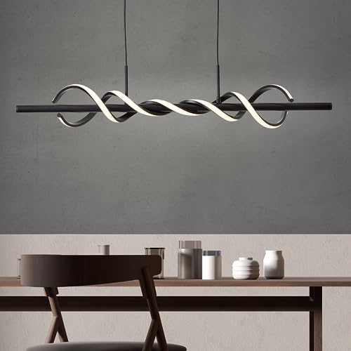 Lightbox LED Hängelampe mit 96 cm Breite - höhenverstellbare Pendelleuchte mit Memory Funktion & Nachtlicht & Timer - dimmbar in 3 Stufen - 2600 lm - 3000 K - aus Metall/Kunststoff - in Schwarz