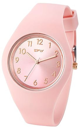 JewelryWe Kinderuhr Silikon Armbanduhr Kinder: Klassische 30m wasserdichte Analog Quarz Armbanduhr Junge Mädchen Pink Silikonarmband Sport Uhr Schüleruhr mit arabischen Ziffern