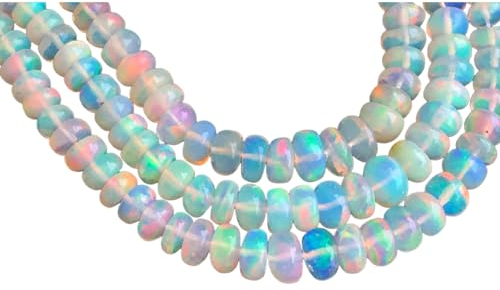 3 mm-5 mm äthiopischer Opal Plain Rondelle, Welo Opal, äthiopischer Opal glatte Rondelle Perlen für Schmuck (4IN bis 16IN Optionen) 8 Zoll