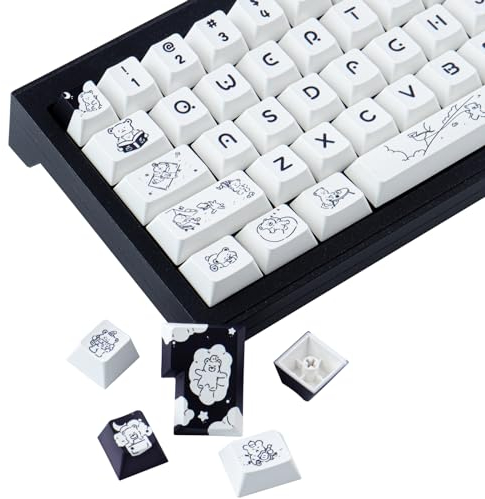 Tsungup Custom Keycaps,151 Keys PBT Keycaps Cherry Profile White Keycaps Set für 60 Prozent Tastatur, Kompatibel mit Cherry MX Tasten für ISO Layout Mechanische Gaming Tastatur