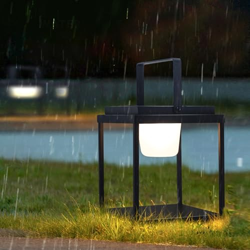 Solarlaterne für Außen, RGB Fernbedienung Dimmbar Solar Laternen für Draußen LED Metall Solar Laterne Garten mit Flacker Effekt Kerzen IP44 Wasserdicht Balkon Tischlampe Deko