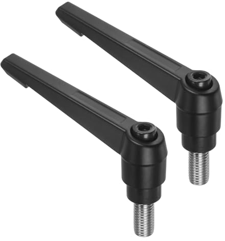 QUARKZMAN 2 Stück Klemmhebel Griff M12 x 25mm Außengewinde Schraube Edelstahl 304 mit Zinklegierung Verstellbare Handgriff Spannhebel für Werkzeugmaschinen Schweißgeräte Druckgeräte, Schwarz