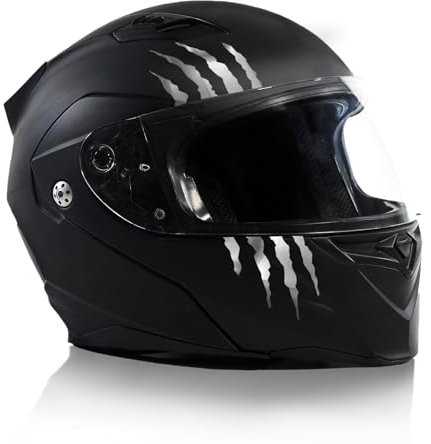 Finest Folia Kratzer Helm Aufkleber 2er Set 7,5x7,5cm Monster Sticker Kralle Deko für Motorrad Helm Auto Motorradhelm Kratzspuren selbstklebend wasserfest K173 (Chrom Silber)