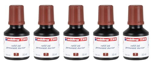 EDDING 5 Nachfülltinten für Permanentmarker, 30 ml, T25, Tropfen, Braun
