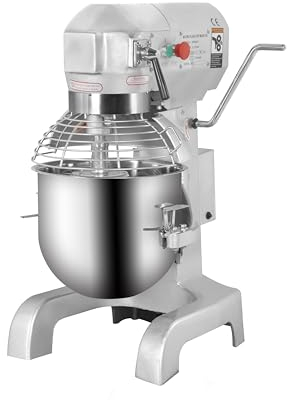 Batteur Mélangeur Planétaire Pétrisseur argenté de 30 Litres, 1100W, 3 vitesses, bol acier inoxydable, 3 accessoire