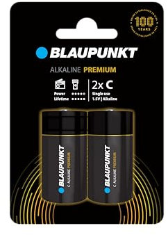 Blaupunkt Lot de 2 Piles alcalines LR14/C de qualité supérieure sous Blister