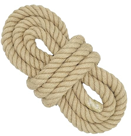 12 mm * 30 m Dickes Juteseil, 4 Stränge gedrehtes Schaukelseil, Hochleistungs-Tauziehseil, Sackleinenschnur für Bastelarbeiten, Gartenarbeit, Hängematte, Heimdekoration, Geländer, Dock