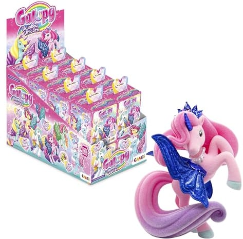 Galupy Rainbow Unicorn 16 Pack - Unicornio de Juguete para coleccionar, Figuras de Unicornio con alas de Purpurina y Cristal de Swarovski