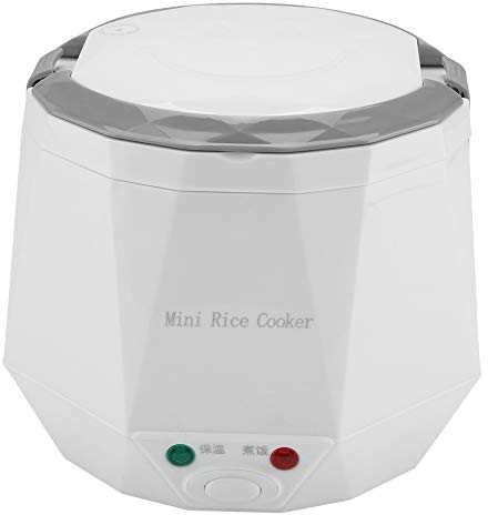FLEXMAN 12V 100W 1.3L Rice Cooker, Waterproof Portable Non Stick Travel Steamer, Multifunctional Grain Cooker for Car Cooking Rice Porridge Warm Dishes (Blanco)