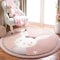 Sedefen Kinder Teppich Rund 160cm Kinderzimmer Mädchen Rosa Hasen Motive Kinderteppich Waschmaschinenfest rutschfest Flauschig Teppich für Schlafzimmer Wohnzimmer