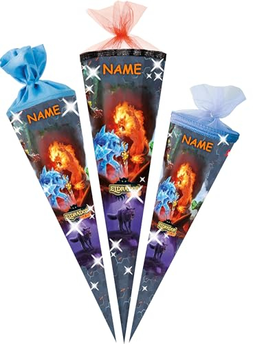 alles-meine.de GmbH Schultüte - Eldrador Creatures 2-35 - 85 cm - Größe wählbar - Spitze wählbar - inkl. Name - Zuckertüte - Tüll - oder Filzabschluß - eckig/rund - klein & g..