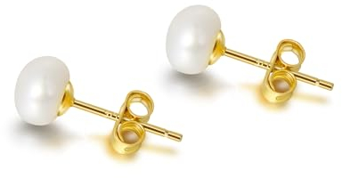 Süßwasserperlen Ohrringe Echt 925 Silber Stecker Perlenohrringe Gold Vergoldet Weiß Damen 5MM Kleine Süßwasser-Zuchtperlen Ohrringe Ohrstecker