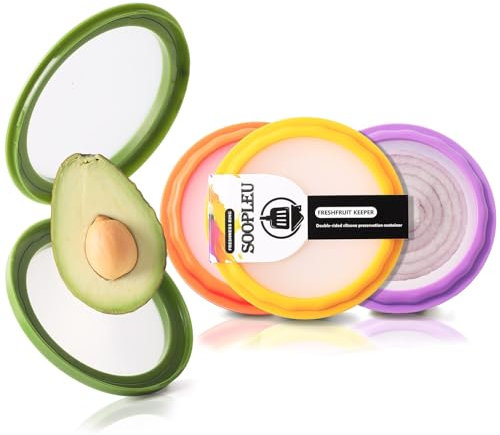 SOOPLEU Avocado Saver 4 Pack: Tomatoes, Onions and Lemons Food Storage Containers, Reusable Fridge Storage, Ideal for Garlic, Potatoes and Food Preservation