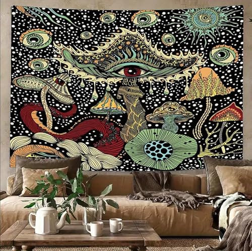 APROPHIC Wandteppich Pilz Wandbehang Wandtuch Schlafzimmer Wandteppich Natur Wandteppich für Das Wohnzimmer Zimmer Pilzdekoration 150x130 cm