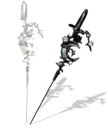 Myth of the Moon Ohrhaken Nadel Piercing Ohrring, 2024 Neuheit Stern Mond Ohrwickel Crawler Haken Ohrringe, Kreative Stern Mond Ohrringe, Geschenke Beste Freundin, Kunststoff