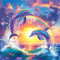 CEOVR Kit Diamond Painting, Peinture Diamant Adulte Dauphin 5D, Kit Complet Coucher de Soleil, 30x30 cm Animal