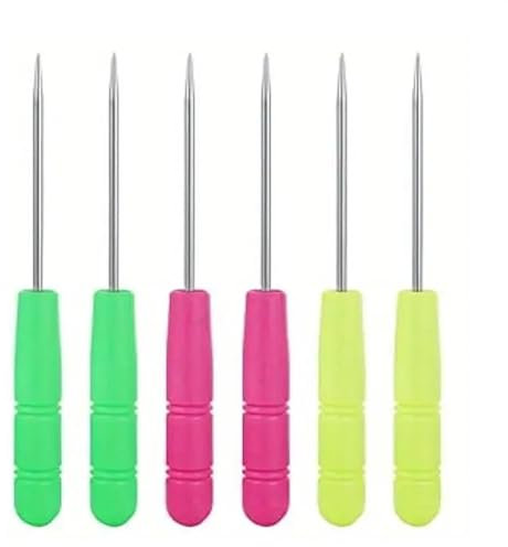 6 Pcs Scriber Needle Cake Decorating Needles - Sculpting Modeling Tools for Royal Icing, Chocolate, and Cookie Decoration - Set of 6 (Rose Red, Lemon Yellow, Leaf Green) - Perfect for Baking Enthusias