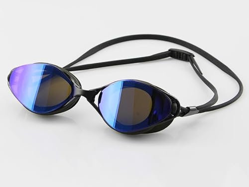Windfromort Gafas Natacion Unisex - Gafas Natacion Hombre - Gafas Piscina Hombre - Diseño Hidrodinámico - Lentes Azules Espejadas - Antivaho (Tamaño) (Negro)