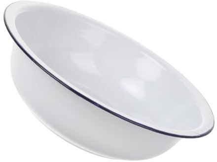 Veemoon Cuenco Esmaltado Grande Vintage para Multifuncional de Esmalte Blanco para Lavar Verduras Pan y Sopa para del Hogar