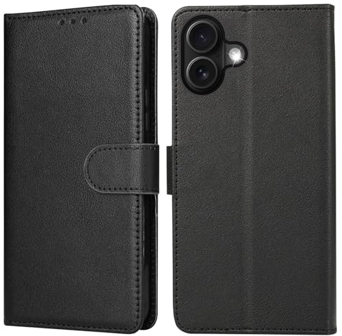 Keteen Handyhülle für iPhone 17 Hülle Premium Leder Klappbar Flip Wallet Case Tasche Standfunktion Kartenfach Magnetische Stoßfest Schutzhülle Klapphülle für iPhone 17, Schwarz