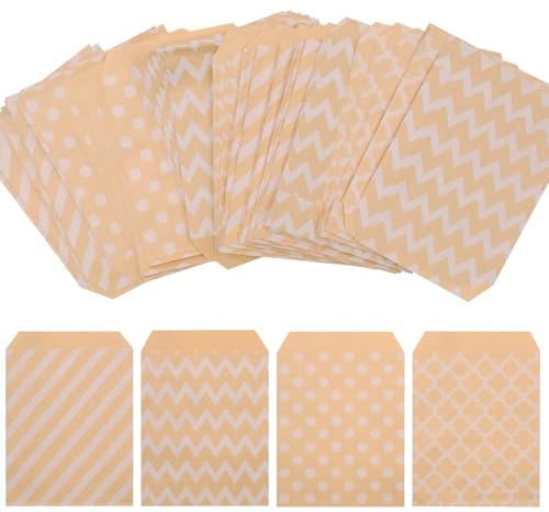 Fahibin 100Pcs Candy Bar Tüten Süßigkeiten Papiertüten, Klein Geschenktüten Für Kindergeburtstag Büfett Grill Hochzeit Party Abschlussfeier, Kopffalt, Kraftpapier, Brown