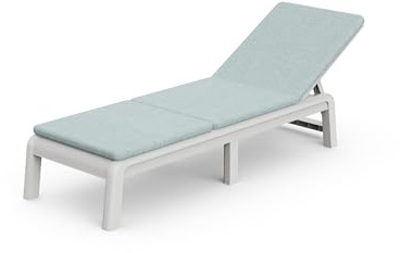 Keter Palma Lettino Prendisole Pieghevole da Esterno, Ideale per Giardino e Terrazzo, Dotato di Cuscino, 187,5x58x29H cm, Colore Bianco