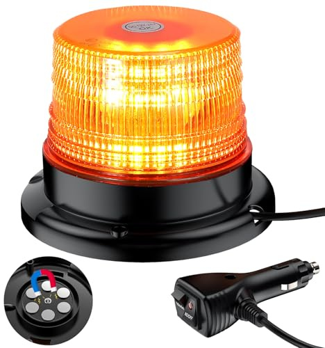 DTEANJU LED Rundumleuchte 12V 24V Magnet Warnleuchte Auto 40LED | 40 LED Rundumleuchte Magnet mit 7 Modi, 5m Kabel und 12/24V Anschluss für Fahrzeuge