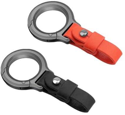 ASISUN Lot de 2 porte-clés de voiture en cuir avec clip en alliage de zinc - Porte-clés robuste amovible pour clés de voiture, moto et maison - Accessoire élégant - Noir et orange