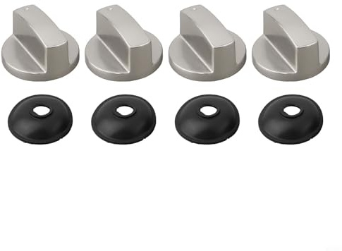 Manopola di controllo per forno a gas in lega di zinco, foro per albero da 6 mm, per montaggio a forma di D, colore argento, confezione da 4
