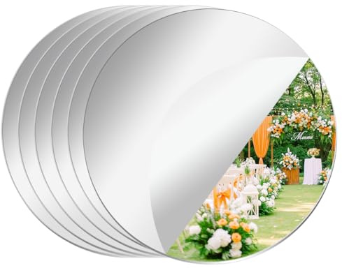 PopularLdo 6 runde Spiegelkacheln für Tischdekorationen, Spiegeltabletts, Flache runde Spiegel für Tischdekorationen, Spiegelkerzenteller für Tischdekorationen bei Hochzeiten und Feiern (30cm)
