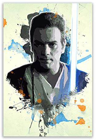 Kunstbruder Obi Wan Kenobi Color (div. Größen) - Kunst Druck auf Leinwand 40x60cm