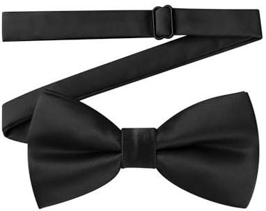 AWAYTR Classic Boys Bow Ties - Wedding Formal Pretied Adjustable Silk Bow Tie for Kids (Black)