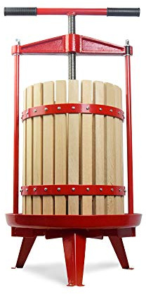 SQUEEZE master Obst-Weinweinpresse – massiver Holzkorb – 18 Liter – Griff – stabiler, Apfeltrauben-Zerkleinerer für Saft, Küche