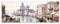 STYLER Leinwandbild Venedig Kathedrale Wasserfarben 60 x 150 cm I Wandbild Bild romantisch Venice I Wohnzimmer Esszimmer Küche Schlafzimmer Leinwand I Gondeln Markusplatz Markusdom Italien