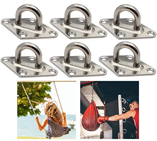 Xinlie Pontet en Acier Plaques à œillets en acier Inoxydable Acier Inoxydable Bateau Oeil Plaque Kit de Fixation pour Voile de Jardin pour terrasse en Bois,Support Mural en Acier Inoxydable (6 Pièces)