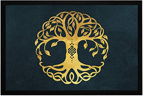 MoonWorks® Fußmatte Lebensbaum keltischer Knoten nordische Mythologie Wikinger rutschfest & waschbar schwarz 60x40cm