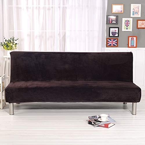 Mingfuxin Armless Schlafsofa-Bezüge,Samt Plüsch Stretch Futon Schonbezug, Anti-Rutsch-Couchabdeckungen Möbelschutz für klappbares Schlafsofa mit 2-3 Sitzplätzen ohne Armlehnen