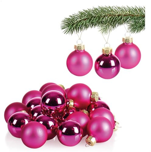 COM-FOUR® 20x Mini-Christbaumkugeln aus Glas - kleine Weihnachtskugeln für die Weihnachtsdekoration - Baumschmuck für den Weihnachtsbaum - Ø 3 cm