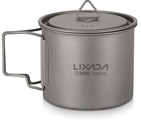 Funien Titanium Cup, Ultralight Titanium Cup Outdoor Portable Camping Picnic Water Cup Mug With Foldable Handle 300Ml / 350Ml / 420Ml / 550Ml / 650Ml / 750Ml