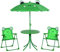 Outsunny 4tlg. Kindersitzgruppe Garten Gartentisch 2 Klappstühle Sonnenschirm Camping Kindersitzgarnitur Gartenmöbel für 3-5 Jahre Grün