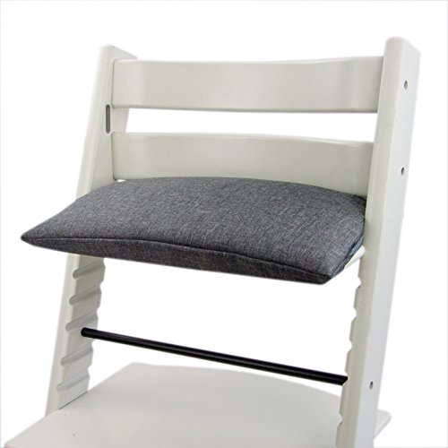 Ersatzbezug [Bezug Sitzkissen Kissen-Set] Sitzverkleinerer kompatibel mit Stokke Tripp Trapp für Hochstuhl-Kinderstuhl Mod. 3 (1-teilig meliert dunkelgrau)
