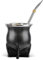 Taza Argentina Yerba Mate con forro de cerámica, taza de calabaza de té, una bombilla mate un cepillo de limpieza (negro)