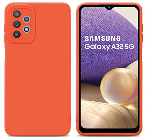 Cadorabo Hülle kompatibel mit Samsung Galaxy A32 5G Schutzhülle TPU Silikon Case Liquid Design mit Kameraschutz Slim Kratzfest Weiche Gummi mit Rundumschutz Case Hülle für Galaxy A32 5G in Orange