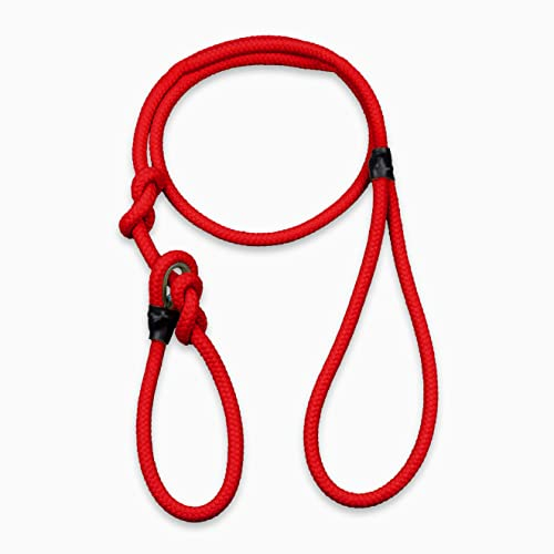 Coperani | Moxonleine BALOU | Knoten Zugstopp | 6 mm, 100 cm | Rot | Hundeleine | Tauleine | Retrieverleine