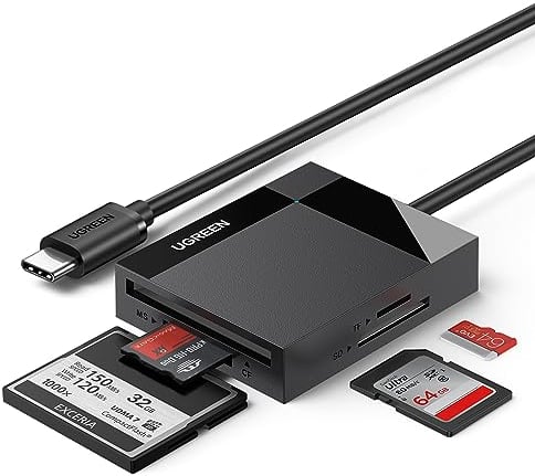 UGREEN USB C 104MB/S Kartenleser SD/Micro SD Card Reader USB C CF Kartenleser 4 in 1 Kompatibel für iPhone 15 Pro Max, Galaxy S23+/ S23 Ultra/MacBook Pro/Air/iPad Pro/Surface Book usw.
