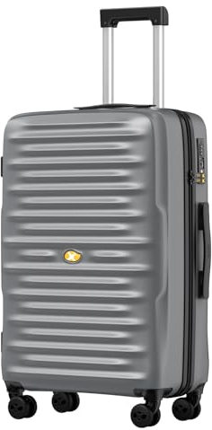 MGOB Koffer Mittelgroß Hartschalen Trolley Polycarbonat Leicht Reisekoffer mit TSA-Schloss, 66x44x24cm, Silber